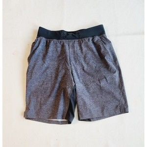 Lululemon T.H.E. Shorts Linerless 9" Heather Texture Printed Greyt Deep Coal S